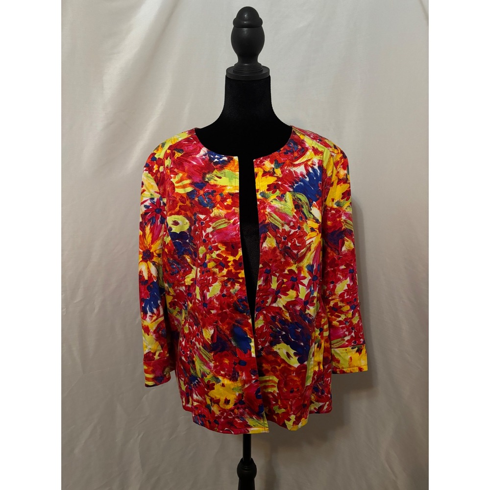Attyre New York Floral Blazer Multi Color Cotton XL